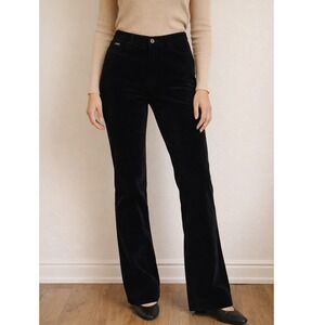 Faconnable Womens Velvet Pants Black Bootcut Stretch Cotton Sz 8 Minimalist CBK